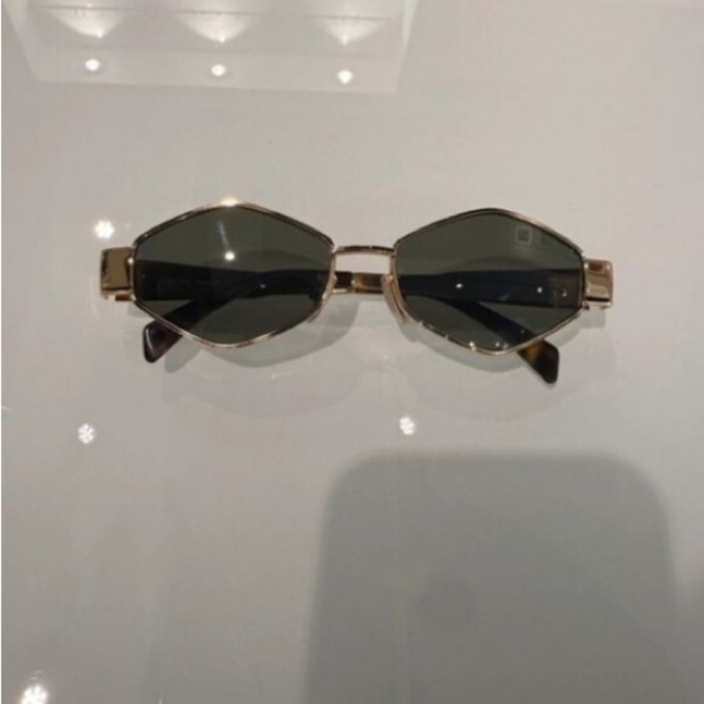 Celine Geometric Sunglasses Gold Frame Dark Lenses - Picture 3 of 7